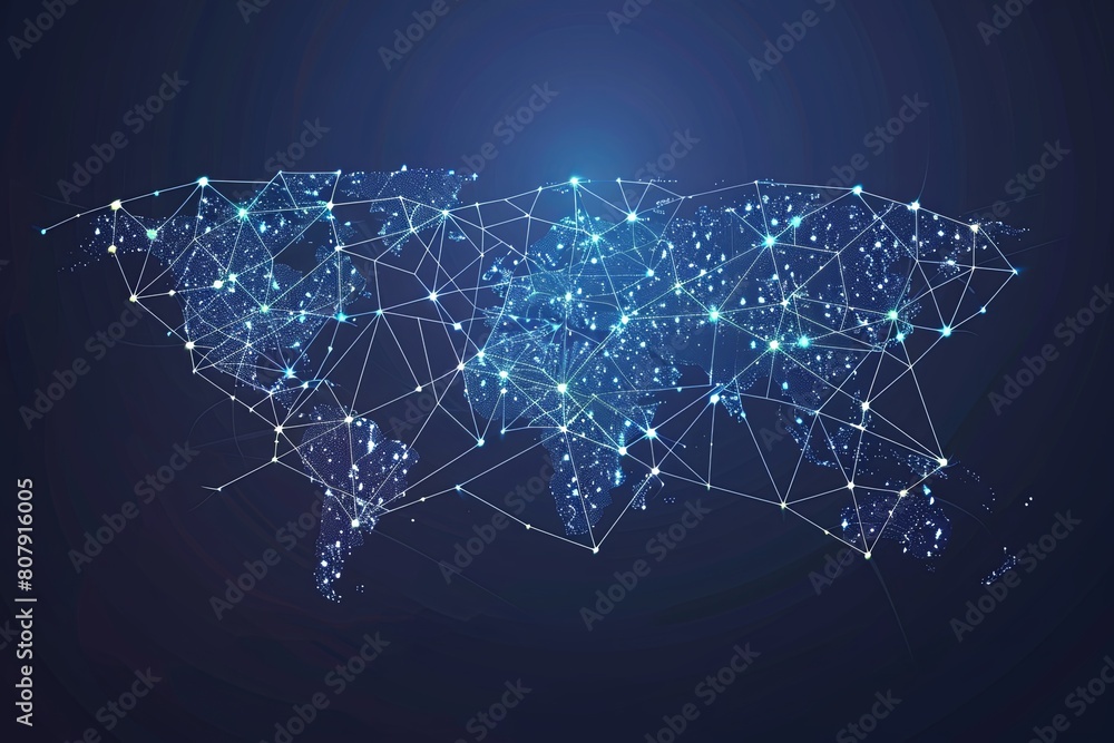 Poster a map of the united states created using a network of connected lines, showcasing connectivity and r