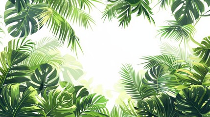 illustration of tropical palm leaves on a isolated background