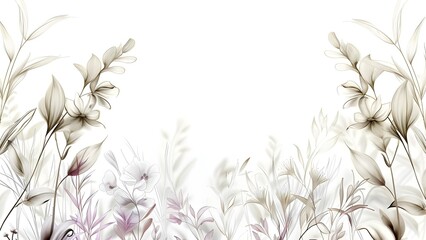 Handdrawn botanical elements in line art style on white background. Concept Botanical Line Art, Handdrawn Illustrations, White Background, Floral Elements