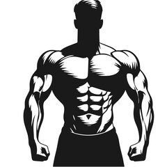 Bodybuilder posing vector silhouette isolated on white background