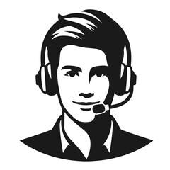 Customer care vector silhouette isolated on white background