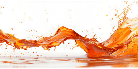 Orange juice splash isolated Clear and vivid orange color splash in transparent with white background.