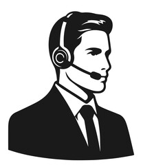 Customer care vector silhouette isolated on white background