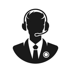 Customer care vector silhouette isolated on white background