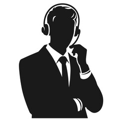 Customer care vector silhouette isolated on white background