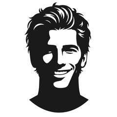 Man smiling face vector silhouette isolated on white background
