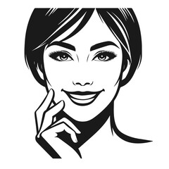 Woman Siling face vector silhouette isolated on white background