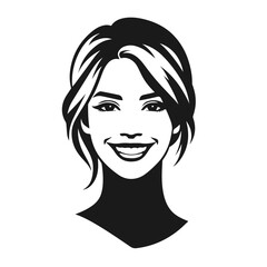 Woman Siling face vector silhouette isolated on white background