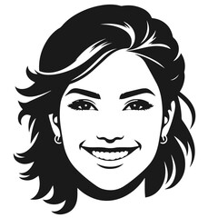 Woman Siling face vector silhouette isolated on white background