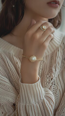 Ring mockup on woman hand closeup. Fashion beauty jewelry ring mockup on female hand