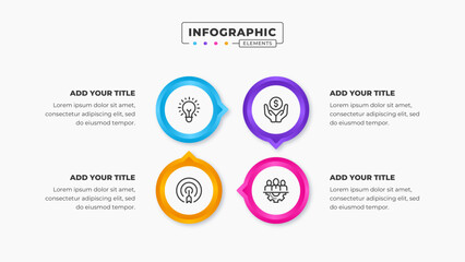 Vector circular process presentation infographic design template with 4 steps