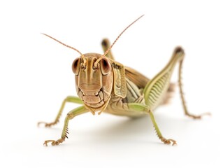  grasshopper along a strip in white background