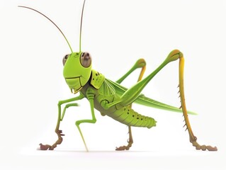  grasshopper along a strip in white background