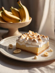 Banana pudding pie bar with meringue topping