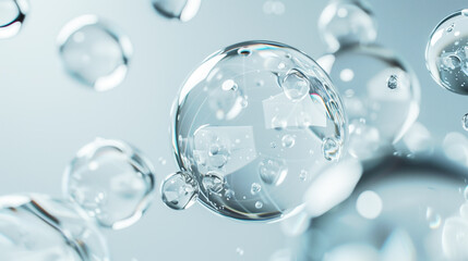 透明な球体、水滴。透明感のイメージ
