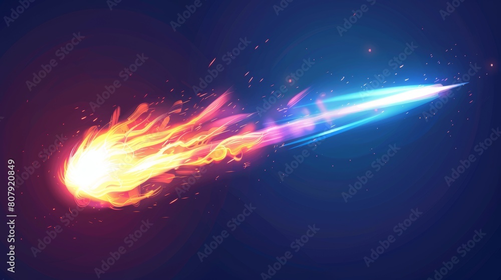 Aufkleber laser beam effect for weapon or gun in game modern. magic blaster explode shot with lightning and en
