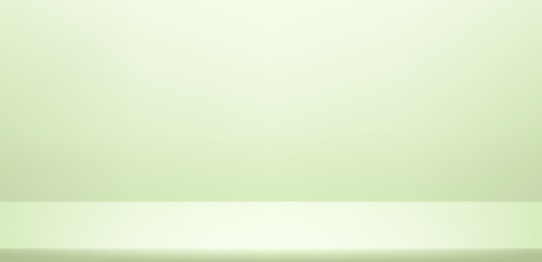 Empty pastel green background. Realistic studio wall. Minimal 3d shelf. Space for selling products on the website. Space for text. stand for products.