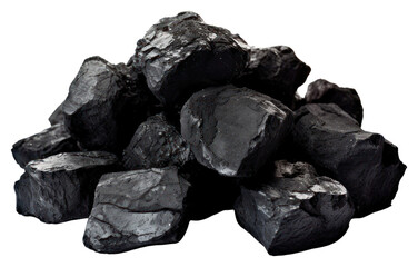 Obraz premium PNG Black coal chunks white background anthracite rock.