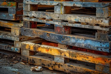 old pallets stack in an outdoor weathered appearance