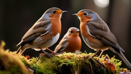Robin birds and robin white birds - obrazy, fototapety, plakaty