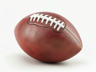 old brown leather american football ball with white background 