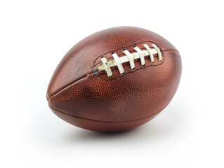 old brown leather american football ball with white background 