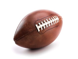old brown leather american football ball with white background 