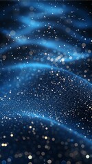 Obraz premium Technological background image, Particles, dark blue, black, tech particles, above and below, technology particles distributed at the top. Generative AI.