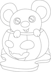 Mouse Halloween Pumpkin Animal Vector Graphic Art Illustration