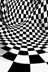 Op art inspired geometric pattern, black and white, creating optical illusions