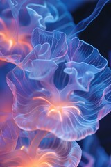 Translucent jellyfish texture, delicate patterns, ethereal and bioluminescent