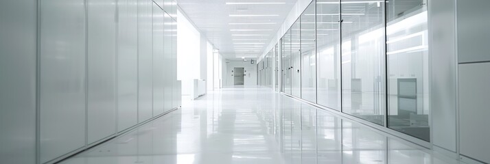 Obraz premium data center with rows of server equipment and shelves for storage