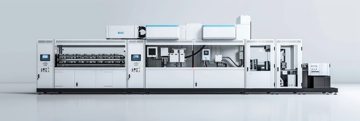 data center with rows of server equipment and shelves for storage