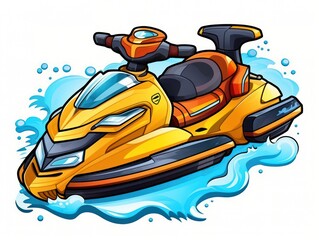 jetski graphic drawing on white background