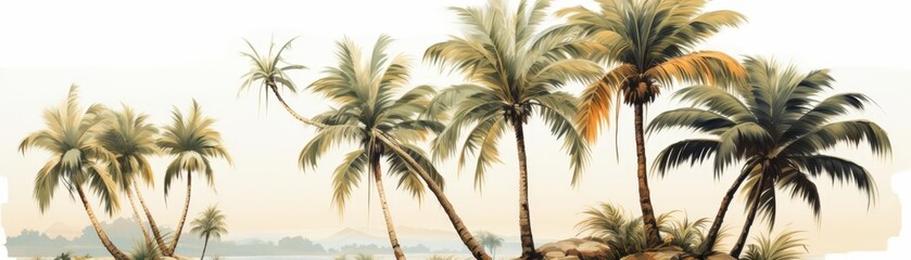 Generate a watercolor painting of palm trees
