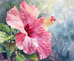 hibiscus flower watercolor painting