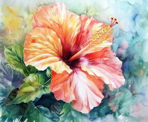 hibiscus flower watercolor painting