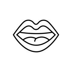 Cartoon mouth outline icons, minimalist vector illustration ,simple transparent graphic element .Isolated on white background
