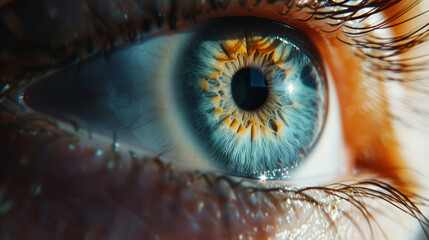 Detailed close-up of a vibrant blue human eye