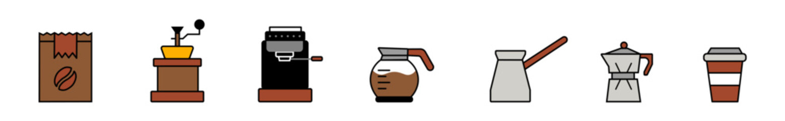 Coffee and cocktails icon color elements and symbol icon isolated on white background can be used as icon logo elements