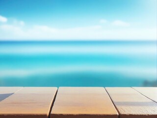 Obraz premium empty wooden table on the beach