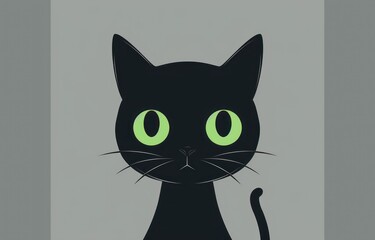 green eyes black cat on color space