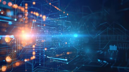 Obraz premium Technology network and digital communication in business with cloud computing concept, web storage for global social media data, online AI server, binary image background.