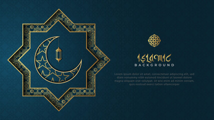 Dark blue Islamic background with moon ornament