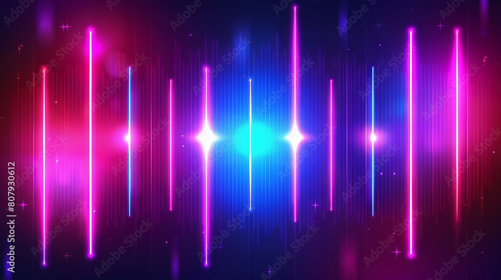 Poster wave-like neon audio and abstract sound modern background. radio pulse curve illustration. music tra