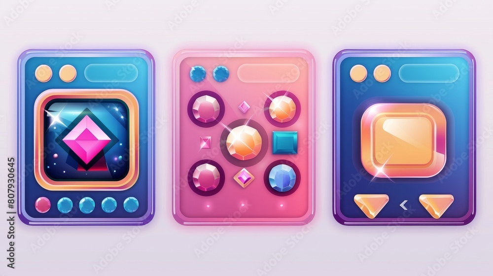 Poster icon modern design for play game interface button. cartoon frame for video music player app. gui use