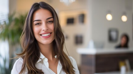 smiling receptionist at office