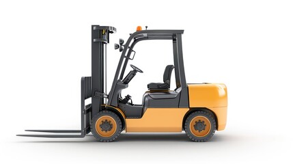 forklift warehouse work at white background