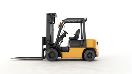 forklift warehouse work at white background