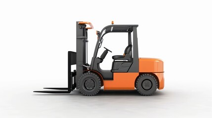 forklift warehouse work at white background